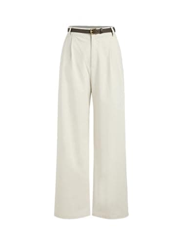 Cider Solid Linen Blend Belted Wide Leg Pants