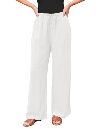GRAPENT High Waisted Wide Leg Linen Pants for Women Summer Palazzo Casual