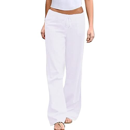Women's Cotton Linen Wide Leg Palazzo Pants