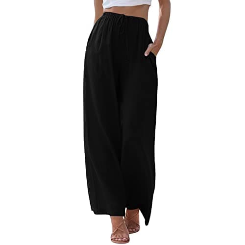 Women's Linen Summer Palazzo Pants with Pockets