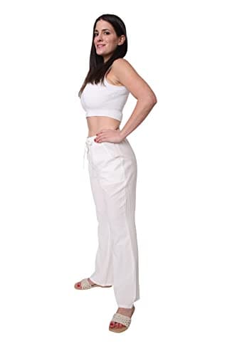 Unlimit Women's Casual Wide Leg Cotton Linen Pants with Elastic Waist & Pockets
