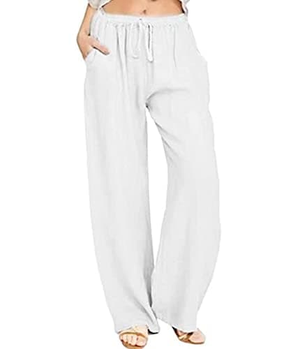 Yoeasy Women's High-Waisted Cotton Linen Drawstring Pants
