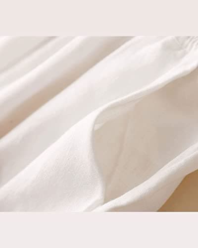 Aeneontrue Women's 100% Linen Wide Leg Flowy Palazzo Trousers with Pockets