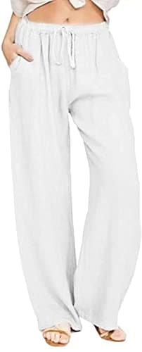 Loveimgs Women's Casual Wide Leg Lightweight Summer Linen Pants with Drawstring Waist