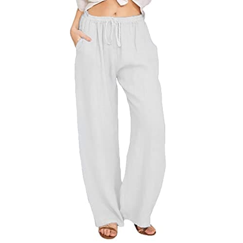 Nantdog Loose Summer Palazzo Pants with Pockets Plus Size