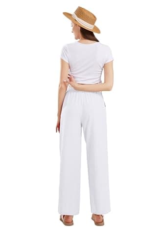 CHARTOU Women's Summer Wide Leg Loose Cotton Linen Pants
