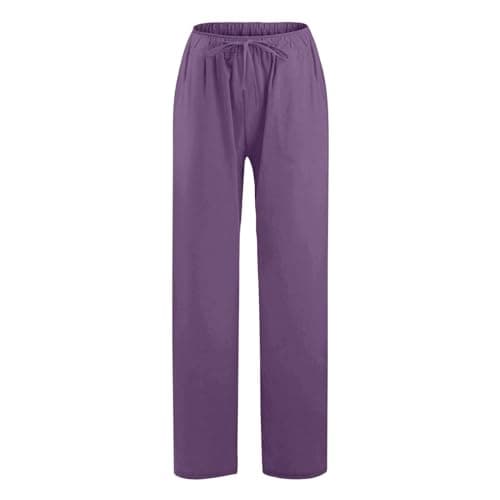 Nantdog Women's Summer Loose Linen Palazzo Trousers with Pockets