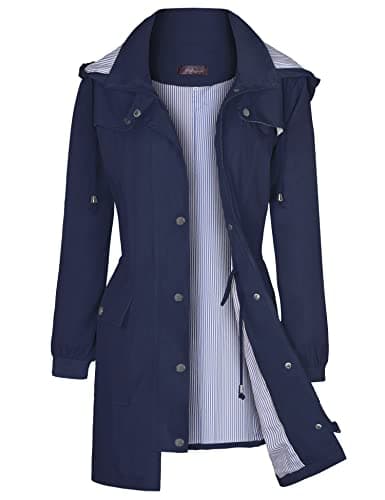 Bloggerlove Women's Lightweight Waterproof Raincoat with Hood S-XXL