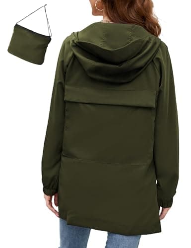 Bloggerlove Women's Lightweight Waterproof Raincoat with Hood Outdoor Windbreaker