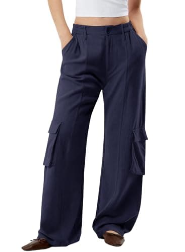 Dokotoo Women's Wide Leg Flowy Stretch Palazzo Pants with 4 Pockets