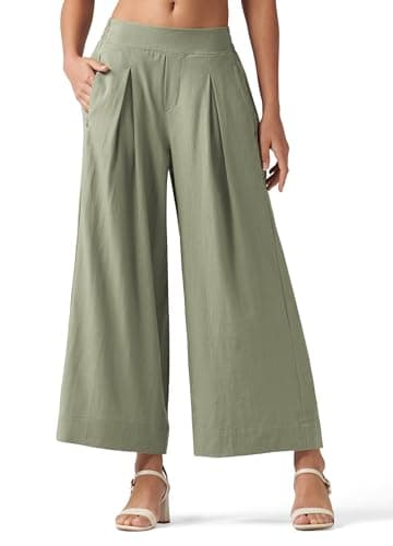 Willit Women's Linen Wide Leg Palazzo Pants with Pockets Summer Beach Casual