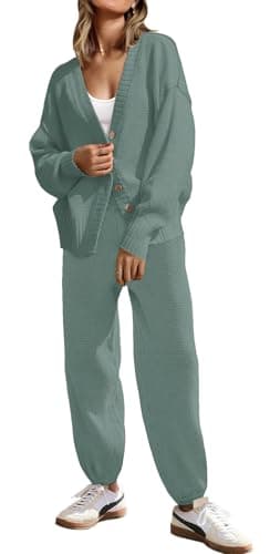 SAUKOLE Women's Oversized Knit Sweater & Matching Long Pants Set