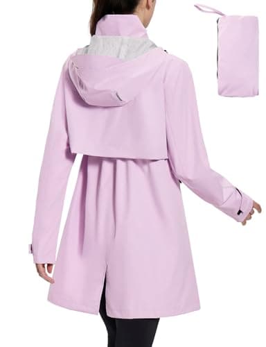 Baleaf Women's Hooded Long Rain Coat - Waterproof & Lightweight