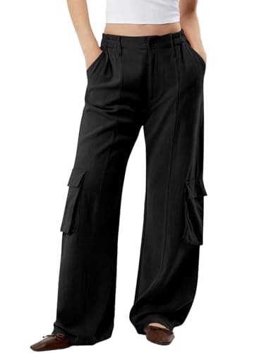 Dokotoo Women's Wide Leg Flowy Stretch Palazzo Pants with 4 Pockets