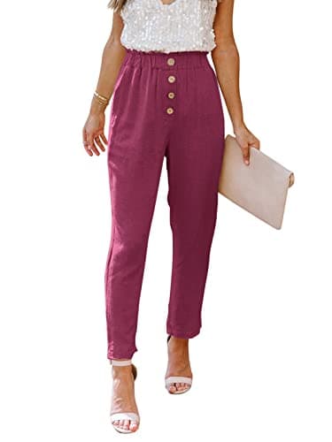 NIMIN High-Waisted Elastic Cropped Paper Bag Pants with Pockets