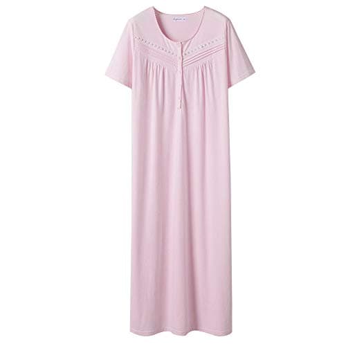 Soft 100% Cotton Women's Nightgowns, Comfortable Short Sleeves