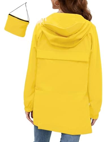Bloggerlove Women's Lightweight Waterproof Raincoat with Hood Outdoor Windbreaker