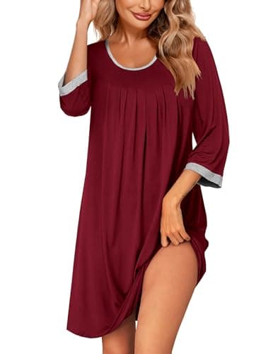 Ekouaer Women's Soft 3/4 Sleeve Nightgown Sleep Shirt S-3XL