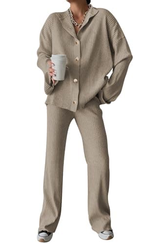 Cakulo Women's 2024 Lounge Sets Cardigan Knit Pants Matching Outfit