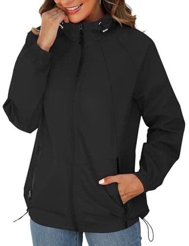 Women's Avoogue Waterproof Rain Jacket with Hood and Pockets S-3XL