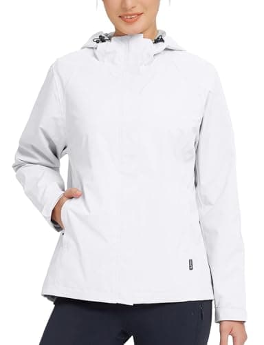 Baleaf Womens Waterproof Hooded Rain Jacket for Hiking Travel