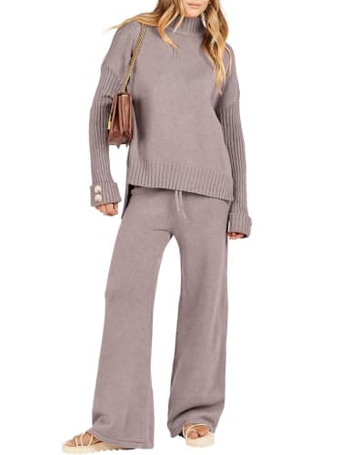 Caracilia Women's 2-Piece Fall Sweater Set & Wide Leg Pants Travel Fashion