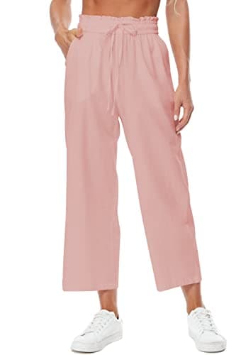 BCOFUI High-Waisted Linen Wide Leg Beach Pants
