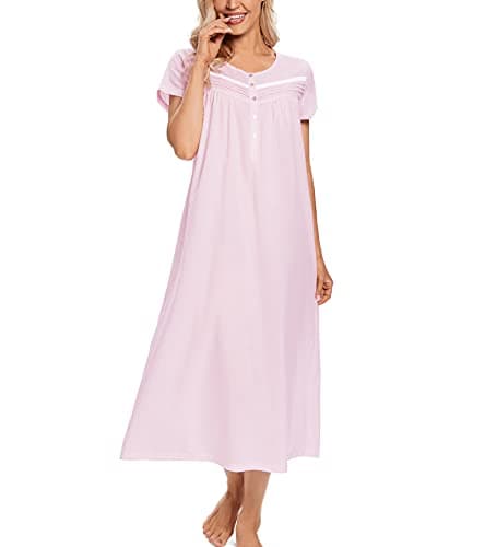 IZZY + TOBY Women's Soft Cotton Nightgowns Long Sleeve Pajamas