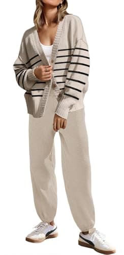 SAUKOLE Women's Oversized Knit Sweater & Matching Long Pants Set