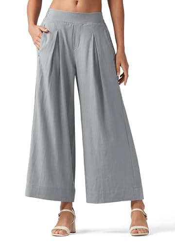 Willit Women's Linen Wide Leg Palazzo Pants with Pockets Summer Beach Casual