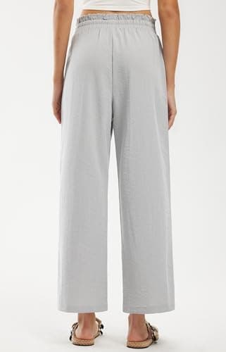 Libin Women's High Waist Wide Leg Imitation Linen Palazzo Pants