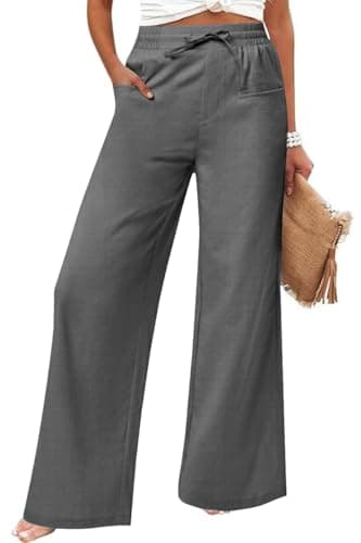 JEKAOYI Women's Casual Linen Wide Leg Pants with Pockets