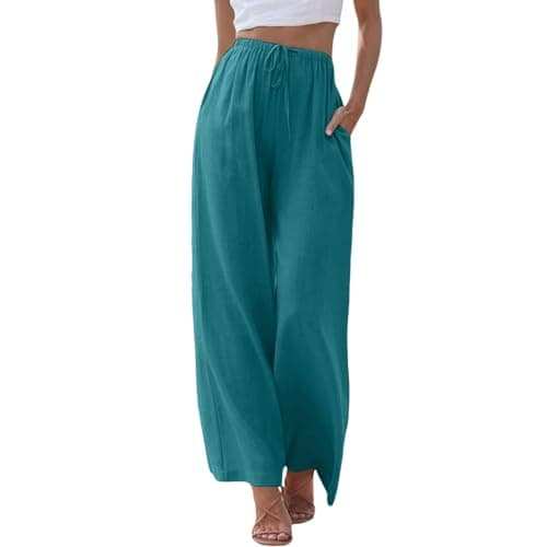 Women's Linen Summer Palazzo Pants with Pockets