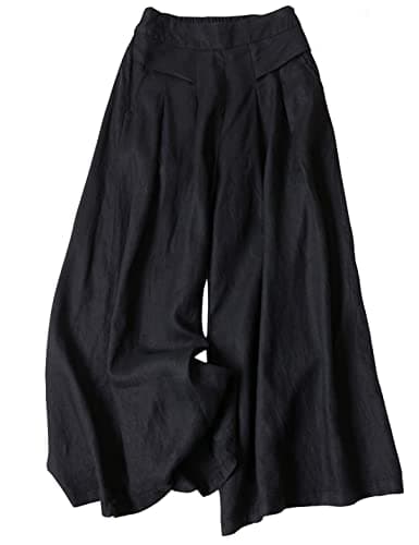 Bianstore Women's Culottes Wide Leg Pants with Pockets Elastic Waist