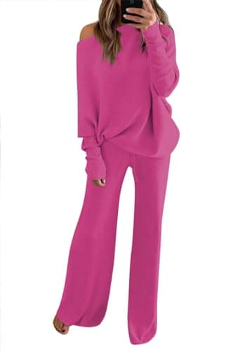 Linsery Women's High Neck Knitted Sweater Set Wide Leg Casual Sweatsuit