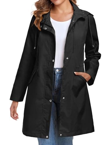 Women's Lightweight Hooded Rain Jacket | Bloggerlove Waterproof Trench Coat