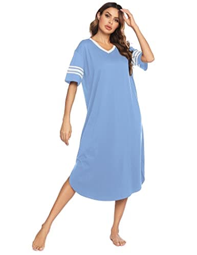 Refined Title: Ekouaer Women's V Neck Nightgown, Oversized Loose Sleepwear Dress