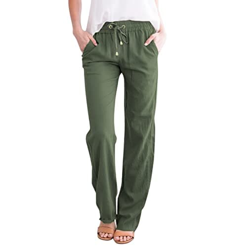 Casual Women's Lightweight Cotton Linen Drawstring Pants