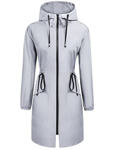 ELESOL Women's Waterproof Long Hooded Raincoat Light & Travel Trench Coat S-3XL