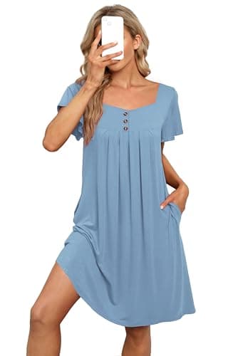 Mumu Women's Short Sleeve Nightgown with Pockets