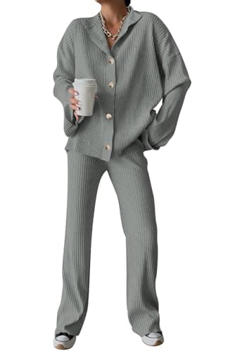 Cakulo Women's 2024 Lounge Sets Cardigan Knit Pants Matching Outfit