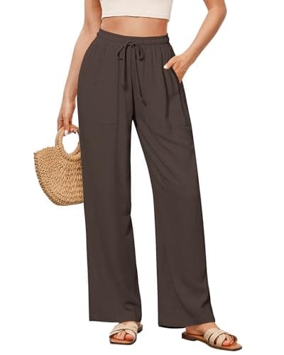 GRAPENT Wide Leg High Waisted Linen Pants for Women with Pockets