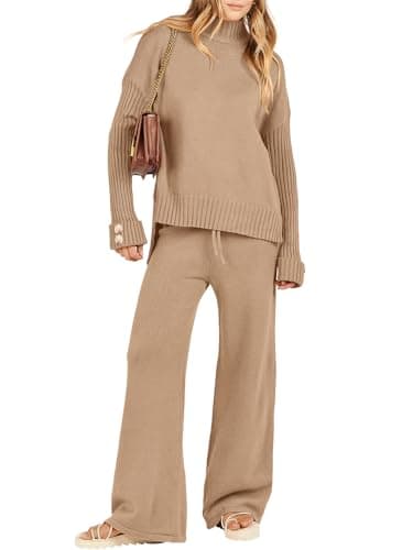 Caracilia Women's 2-Piece Fall Sweater Set & Wide Leg Pants Travel Fashion