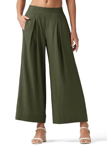 Willit Women's Linen Wide Leg Palazzo Pants with Pockets Summer Beach Casual