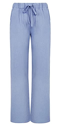 Loveimgs Women's Casual Wide Leg Lightweight Summer Linen Pants with Drawstring Waist