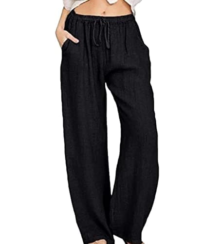 Yoeasy Women's High-Waisted Cotton Linen Drawstring Pants