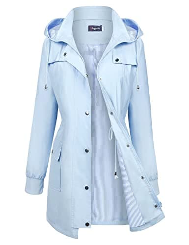 Bloggerlove Women's Lightweight Waterproof Raincoat with Hood S-XXL