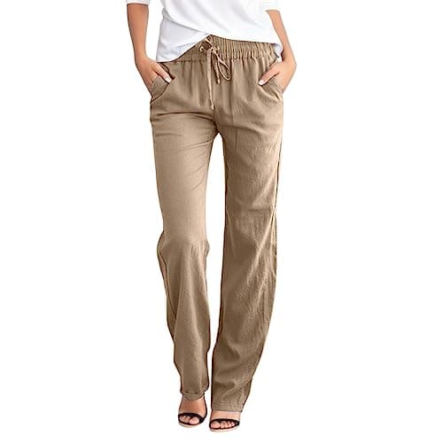 Casual Women's Lightweight Cotton Linen Drawstring Pants