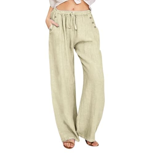 Nantdog Loose Summer Palazzo Pants with Pockets Plus Size