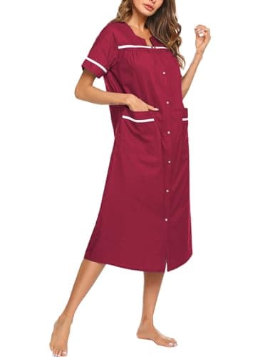 Ekouaer Women's Short Sleeve Housecoat with Pockets